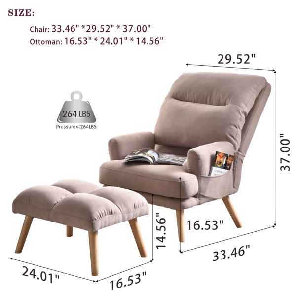 Etta Avenue™ Teen Salma 29.52'' Wide Tufted Lounge Chair and Ottoman